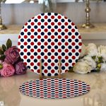 - Supla2li-7100-Gorsel1 - Realhomes Realhomes Bordo Lacıvert Puantiyeli Dijital Baskılı Modern 2'li Yuvarlak Servis Altlığı - Supla Realhomes