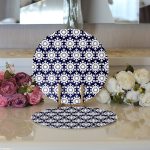 - Supla2li-7104-Gorsel3 - Realhomes  Realhomes Lacivert Zeminli Beyaz Kartanesi Desenli Dijital Baskılı Modern 2'li Yuvarlak Servis Altlığı - Supla Realhomes