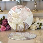 - Supla2li-7106-Gorsel1 - Realhomes Realhomes Beyaz Zemınli Soft Renkli Yapraklı Dijital Baskılı Modern 2'li Yuvarlak Servis Altlığı - Supla Realhomes