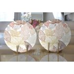 - Supla2li-7106-Gorsel2 - Realhomes Realhomes Beyaz Zemınli Soft Renkli Yapraklı Dijital Baskılı Modern 2'li Yuvarlak Servis Altlığı - Supla Realhomes