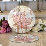 - Supla2li-7109-Gorsel1 - Realhomes Realhomes Mavi Zeminli Dumen Ve Halat Desenli Dijital Baskılı Modern 2'li Yuvarlak Servis Altlığı - Supla Realhomes