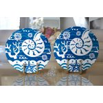 - Supla2li-7111-Gorsel2 - Realhomes Realhomes Mavi Zeminli Deniz Feneri Desenli Dijital Baskılı Modern 2'li Yuvarlak Servis Altlığı - Supla Realhomes