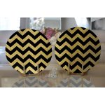 - Supla2li-7114-Gorsel2 - Realhomes  Realhomes Siyah Zeminde Gold Kalp Desenli Dijital Baskılı Modern 2'li Yuvarlak Servis Altlığı - Supla Realhomes