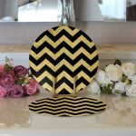 - Supla2li-7114-Gorsel3 - Realhomes  Realhomes Siyah Zeminde Gold Kalp Desenli Dijital Baskılı Modern 2'li Yuvarlak Servis Altlığı - Supla Realhomes