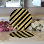 - Supla2li-7118-Gorsel3 - Realhomes Realhomes Sıyah Zeminde Happy Birthday Gold Yazılı Dijital Baskılı Modern 2'li Yuvarlak Servis Altlığı - Supla Realhomes