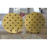 Realhomes Gold Zeminde Beyaz Ok Motifli Dijital Baskılı Modern 2'li Yuvarlak Servis Altlığı - Supla Realhomes