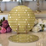 Realhomes Gold Zeminde Ok Çizimli Dijital Baskılı Modern 2'li Yuvarlak Servis Altlığı - Supla Realhomes