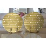 Realhomes Gold Zeminde Ok Çizimli Dijital Baskılı Modern 2'li Yuvarlak Servis Altlığı - Supla Realhomes