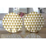 Realhomes Beyaz Zeminde Gold Üçgen Desenli Dijital Baskılı Modern 2'li Yuvarlak Servis Altlığı - Supla Realhomes