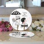 Realhomes Fashion Girl Dijital Baskılı Modern 2'li Yuvarlak Servis Altlığı - Supla Realhomes