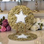 - Supla2li-7130-Gorsel1 - Realhomes Realhomes Gold Zeminli Beyaz Yıldız Desenli Dijital Baskılı Modern 2'li Yuvarlak Servis Altlığı - Supla Realhomes