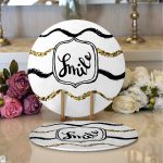 - Supla2li-7131-Gorsel1 - Realhomes Realhomes Beyaz Zeminli Gold Detayli Smile Dijital Baskılı Modern 2'li Yuvarlak Servis Altlığı - Supla Realhomes