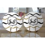 - Supla2li-7131-Gorsel2 - Realhomes Realhomes Beyaz Zeminli Gold Detayli Smile Dijital Baskılı Modern 2'li Yuvarlak Servis Altlığı - Supla Realhomes