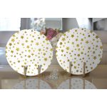 - Supla2li-7141-Gorsel2 - Realhomes Realhomes Beyaz Zeminli Gold Renkli Çoklu Yıldız Detayli Modern 2'li Yuvarlak Servis Altlığı - Supla Realhomes