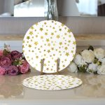 - Supla2li-7141-Gorsel3 - Realhomes Realhomes Beyaz Zeminli Gold Renkli Çoklu Yıldız Detayli Modern 2'li Yuvarlak Servis Altlığı - Supla Realhomes