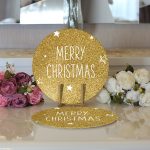 - Supla2li-7143-Gorsel3 - Realhomes Realhomes Gold Zeminde Merry Christmas Yazılı Dijital Baskılı Modern 2'li Yuvarlak Servis Altlığı - Supla Realhomes