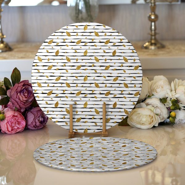 - Supla2li-7163-Gorsel1 - Realhomes  Realhomes Mavi Çizgi Desenli Kavaniçe Çiçek Motifli Modern 2'li Yuvarlak Servis Altlığı - Supla Realhomes