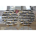 - Supla2li-7165-Gorsel2 - Realhomes Realhomes Siyah Beyaz Zeminli Gold Yaprak Desenli Dijital Baskılı Modern 2'li Yuvarlak Servis Altlığı - Supla Realhomes