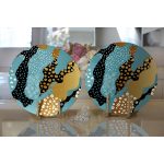 - Supla2li-7171-Gorsel2 - Realhomes Realhomes Renkli Zeminde Gold Detaylı Dijital Baskılı Modern 2'li Yuvarlak Servis Altlığı - Supla Realhomes