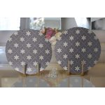 - Supla2li-7175-Gorsel2 - Realhomes Realhomes Gri Zeminli Kar Tanesi Desenli Dijital Baskılı Modern 2'li Yuvarlak Servis Altlığı - Supla Realhomes