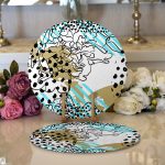 Realhomes Renkli Zemin Uzerinde Onedraw Çizimli Dijital Baskılı Modern 2'li Yuvarlak Servis Altlığı - Supla Realhomes