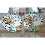 Realhomes Renkli Zemin Uzerinde Onedraw Çizimli Dijital Baskılı Modern 2'li Yuvarlak Servis Altlığı - Supla Realhomes