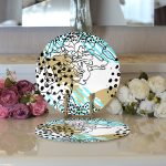 Realhomes Renkli Zemin Uzerinde Onedraw Çizimli Dijital Baskılı Modern 2'li Yuvarlak Servis Altlığı - Supla Realhomes