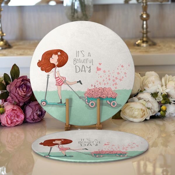 - Supla2li-718-Gorsel1 - Realhomes  Realhomes Fashion Girl Dijital Baskılı Modern 2'li Yuvarlak Servis Altlığı - Supla Realhomes