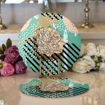 - Supla2li-7182-Gorsel1 - Realhomes Realhomes Renkli Zemin Uzerinde Onedraw Çizimli Dijital Baskılı Modern 2'li Yuvarlak Servis Altlığı - Supla Realhomes