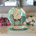 - Supla2li-7182-Gorsel3 - Realhomes Realhomes Renkli Zemin Uzerinde Onedraw Çizimli Dijital Baskılı Modern 2'li Yuvarlak Servis Altlığı - Supla Realhomes