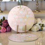 - Supla2li-7198-Gorsel1 - Realhomes Realhomes Renkli Zemin Üzerinde Üçgen Desenli Dijital Baskılı Modern 2'li Yuvarlak Servis Altlığı - Supla Realhomes