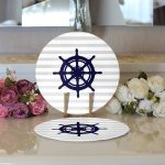 - Supla2li-7199-Gorsel3 - Realhomes Realhomes Gri Beyaz Çizgili Çapa Desenli Dijital Baskılı Modern 2'li Yuvarlak Servis Altlığı - Supla Realhomes