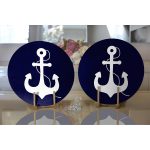 - Supla2li-7200-Gorsel2 - Realhomes  Realhomes Lacivert Zeminli Çapa Desenli Dijital Baskılı Modern 2'li Yuvarlak Servis Altlığı - Supla Realhomes