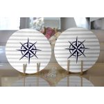 - Supla2li-7202-Gorsel2 - Realhomes Realhomes Gri Beyaz Zeminde Pusula Desenli Dijital Baskılı Modern 2'li Yuvarlak Servis Altlığı - Supla Realhomes