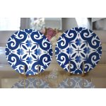 - Supla2li-7212-Gorsel2 - Realhomes  Realhomes Mavi Zemin Üzerinde Çini Desenli Dijital Baskılı Modern 2'li Yuvarlak Servis Altlığı - Supla Realhomes