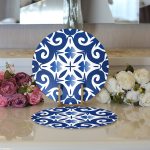 - Supla2li-7212-Gorsel3 - Realhomes  Realhomes Mavi Zemin Üzerinde Çini Desenli Dijital Baskılı Modern 2'li Yuvarlak Servis Altlığı - Supla Realhomes