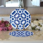 - Supla2li-7213-Gorsel3 - Realhomes Realhomes Beyaz Zemin Üzerinde Çini Desenli Dijital Baskılı Modern 2'li Yuvarlak Servis Altlığı - Supla Realhomes