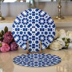 - Supla2li-7214-Gorsel1 - Realhomes Realhomes Beyaz Zemin Üzerinde Çini Desenli Dijital Baskılı Modern 2'li Yuvarlak Servis Altlığı - Supla Realhomes