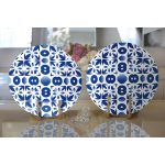 - Supla2li-7215-Gorsel2 - Realhomes Realhomes Beyaz Zemin Üzerinde Çini Desenli Dijital Baskılı Modern 2'li Yuvarlak Servis Altlığı - Supla Realhomes