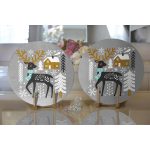 - Supla2li-7240-Gorsel2 - Realhomes Realhomes Gri Zeminde Geyik Desenli Dijital Baskılı Modern 2'li Yuvarlak Servis Altlığı - Supla Realhomes