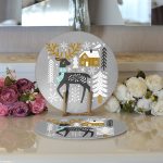 - Supla2li-7240-Gorsel3 - Realhomes Realhomes Gri Zeminde Geyik Desenli Dijital Baskılı Modern 2'li Yuvarlak Servis Altlığı - Supla Realhomes