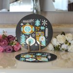 - Supla2li-7242-Gorsel3 - Realhomes  Realhomes Renkli Zeminde Kartanesi Ve Yaprak Desenli Dijital Baskılı Modern 2'li Yuvarlak Servis Altlığı - Supla Realhomes