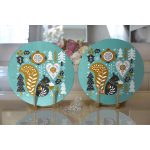 - Supla2li-7243-Gorsel2 - Realhomes  Realhomes Renkli Zeminde Sincap Desenli Dijital Baskılı Modern 2'li Yuvarlak Servis Altlığı - Supla Realhomes