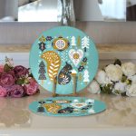 - Supla2li-7243-Gorsel3 - Realhomes  Realhomes Renkli Zeminde Sincap Desenli Dijital Baskılı Modern 2'li Yuvarlak Servis Altlığı - Supla Realhomes