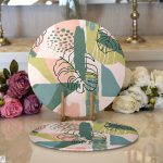 - Supla2li-7244-Gorsel1 - Realhomes Realhomes Pudra Zeminde Soyut Çizim Detaylı Dijital Baskılı Modern 2'li Yuvarlak Servis Altlığı - Supla Realhomes