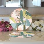 - Supla2li-7244-Gorsel3 - Realhomes Realhomes Pudra Zeminde Soyut Çizim Detaylı Dijital Baskılı Modern 2'li Yuvarlak Servis Altlığı - Supla Realhomes