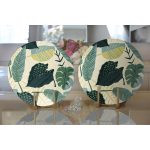 - Supla2li-7245-Gorsel2 - Realhomes  Realhomes Soft Renkli Zemin Üzerinde Koyu Renkli Yaprak Desenli 2'li Yuvarlak Servis Altlığı - Supla Realhomes