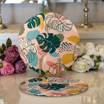 - Supla2li-7249-Gorsel1 - Realhomes Realhomes Pudra Zemin Üzerinde Onedraw Çizimli Yaprak Desenli 2'li Yuvarlak Servis Altlığı - Supla Realhomes