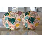 - Supla2li-7249-Gorsel2 - Realhomes Realhomes Pudra Zemin Üzerinde Onedraw Çizimli Yaprak Desenli 2'li Yuvarlak Servis Altlığı - Supla Realhomes