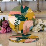 - Supla2li-7250-Gorsel1 - Realhomes Realhomes Renki Zemin Üzerinde Onedraw Çizimli Dijital Baskılı Modern 2'li Yuvarlak Servis Altlığı - Supla Realhomes